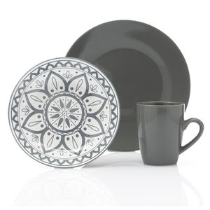 Vajilla Gris Bowl con Diseño 12 Pzas