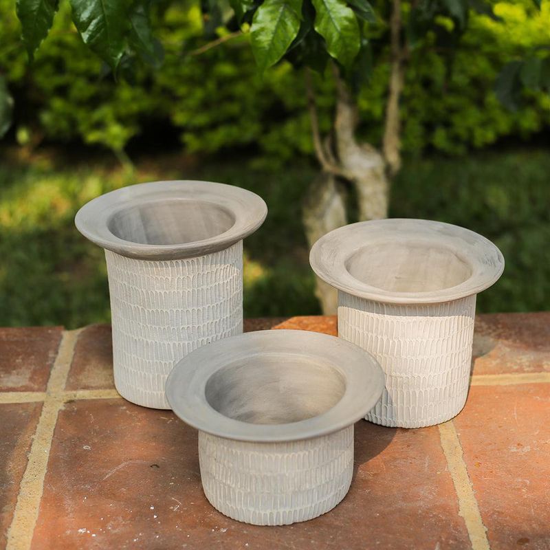 Florero Leo De Cerámica Artesanal Gris 17x17 Cm - Topis