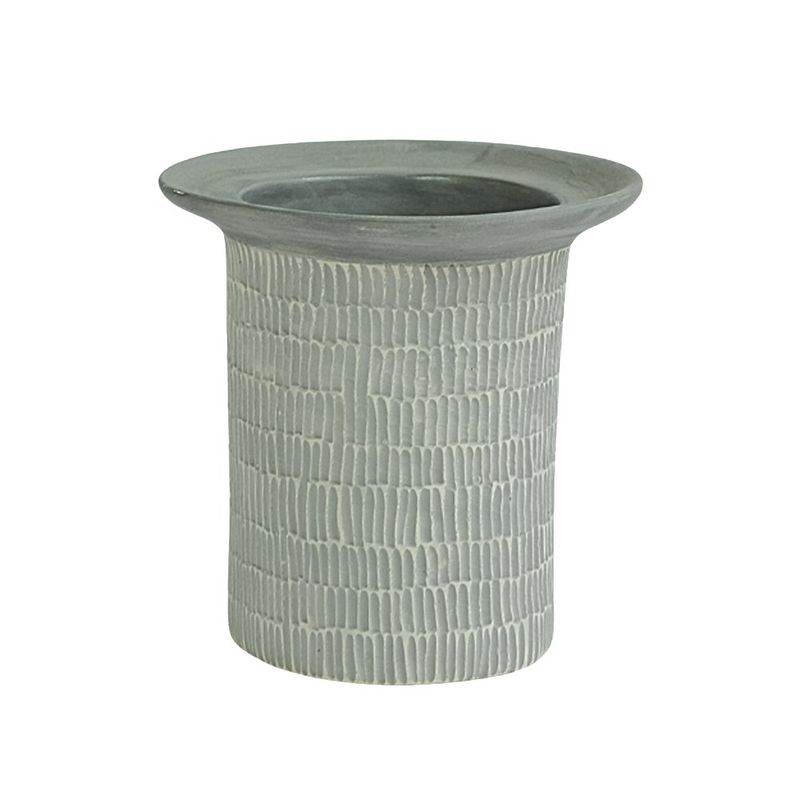 Florero Leo De Cerámica Artesanal Gris 17x17 Cm - Topis