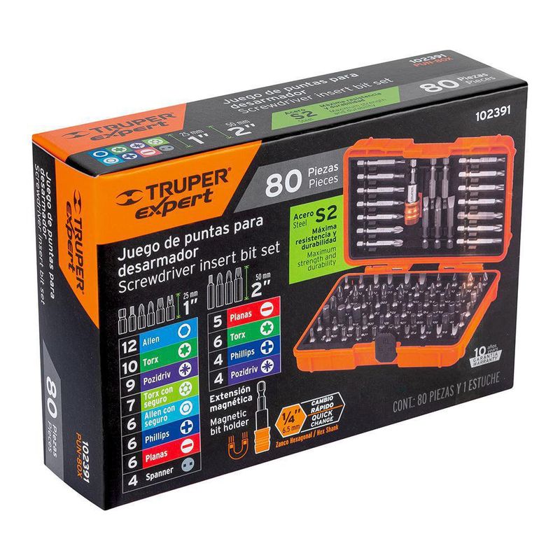 Juego De Puntas De Impacto Mixtas 80 Pzas - Truper Expert