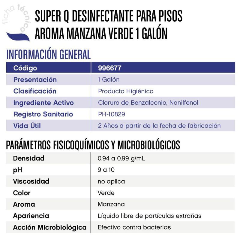 Desinfectante Multiuso 1 Gal Manzana Verde - Super-Q