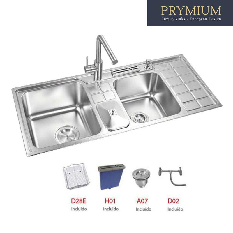 Lavatrastos 2 Fosas 110 X 48 Cm - Prymium