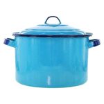 Olla Recta de 24 cm de Peltre con Tapa para Cocina Color Azul Turquesa