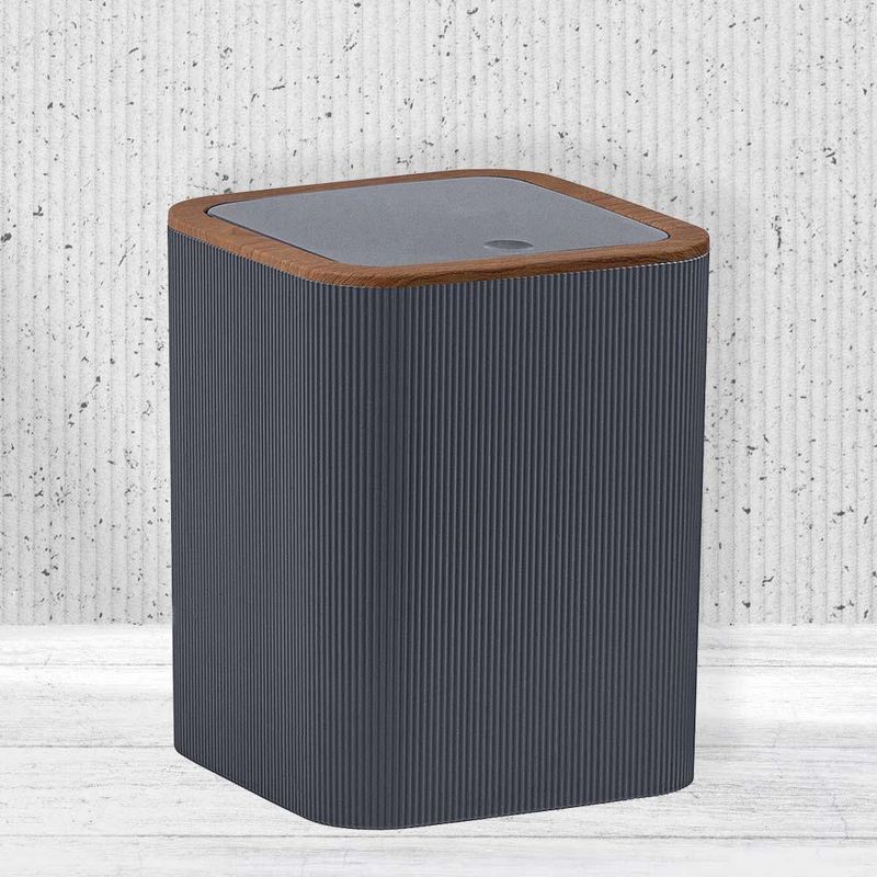 Basurero Cuadrado Gris Madera 5 L