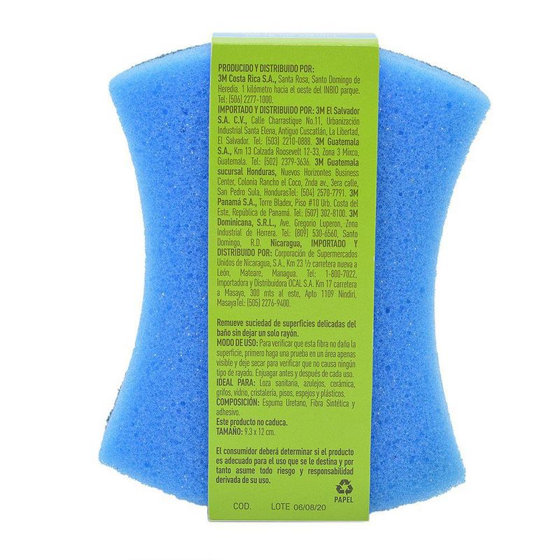 Esponja Scotch-Brite Limpieza Delicada Cera Rayas Para Baño 1Pz - 3M