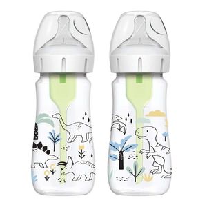 Set de 2 Biberones Natural Flow con Sistema Anticólicos Diseño de Dinosaurios 265 Ml