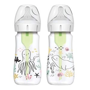 Set de 2 Biberones Natural Flow con Sistema Anticólicos Diseño Marino 265 Ml