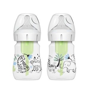 Set de 2 Biberones Natural Flow con Sistema Anticólicos Diseño de Animales 145 Ml