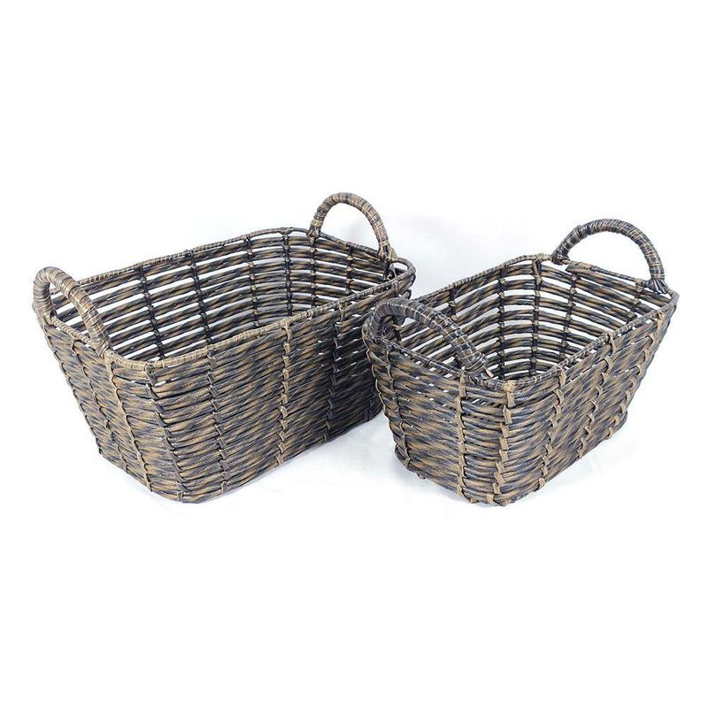 Set de 2 Canastas Rectangulares Café de 24 x 14 y 28 x 18 Cm - Viva