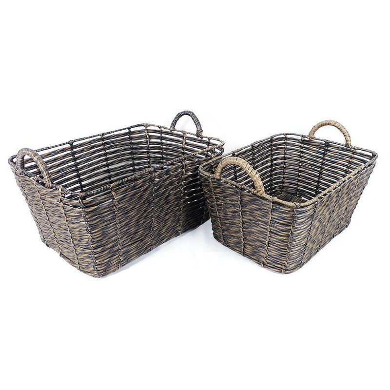 Set de 2 Canastas Rectangulares Café de 32 x 22 y 35 x 25 Cm - Viva