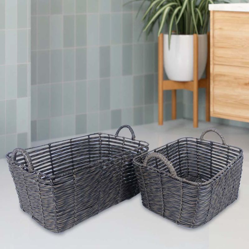 Set de 2 Canastas Rectangulares Café de 32 x 22 y 35 x 25 Cm - Viva