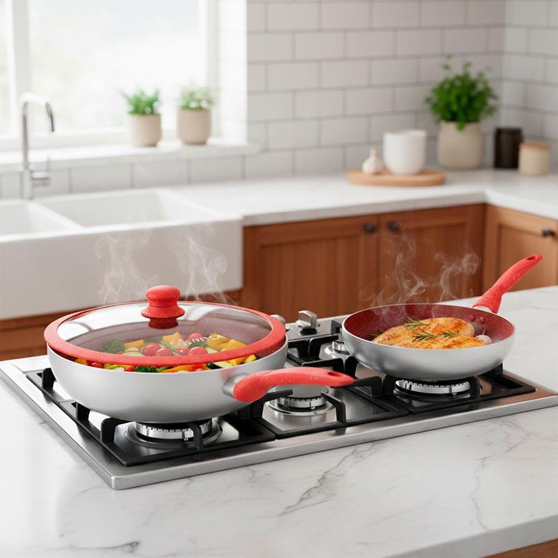 Juego de Batería de Cocina Mármol Antiadherente de 9 Pzas