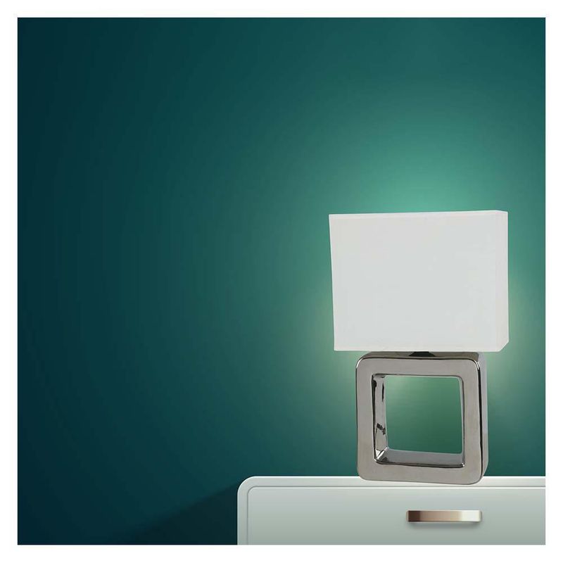 Lámpara de Mesa Cuadrada Acabado Cromo 60 W