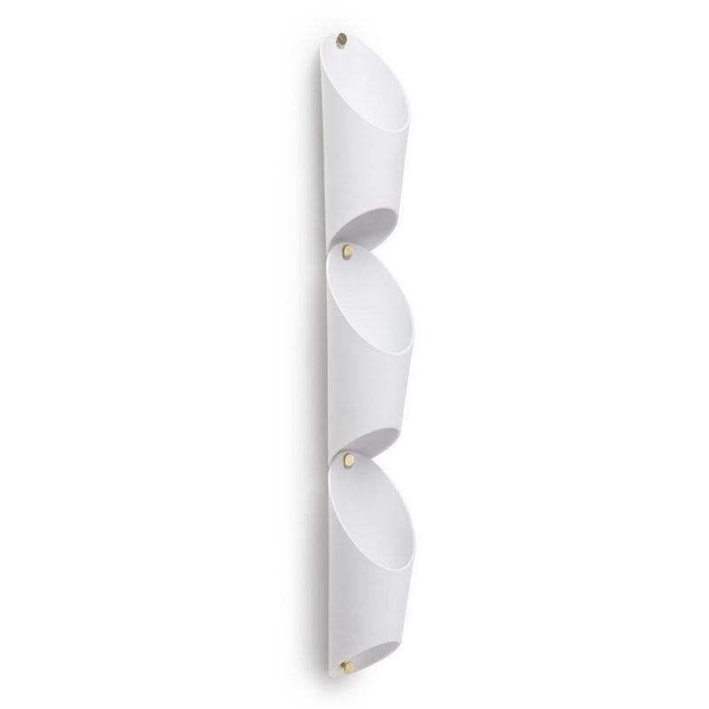 Set de 3 Floreros de Pared de Metal Blanco