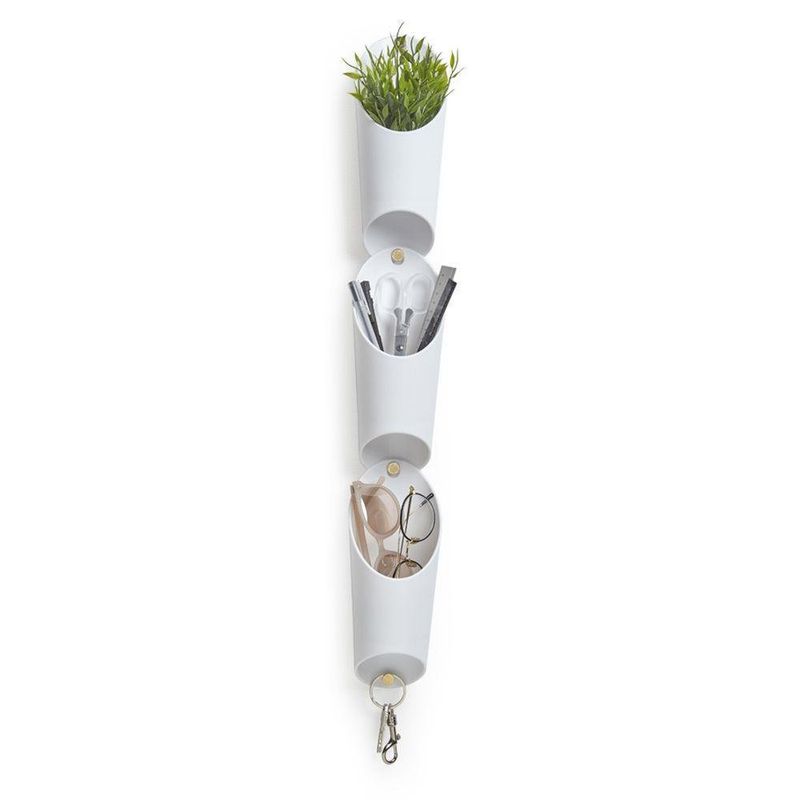 Set de 3 Floreros de Pared de Metal Blanco