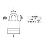 Candado Laminado de Acero 40 Mm Set de 4 Pzas