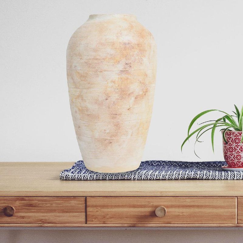 Florero Beige Cerámico Tipo Ánfora 46 Cm