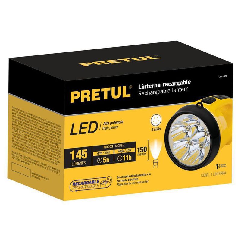 Linterna De Mano Recargable Led De 145 Lm - Pretul