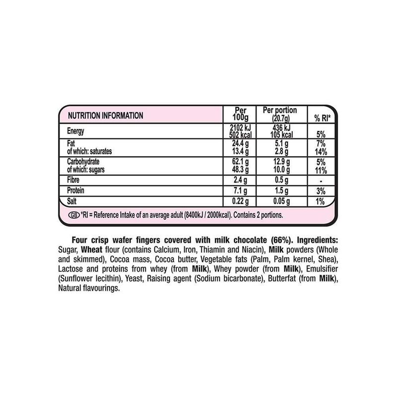 Barra De Chocolate Con Leche Contiene 4 Dedos 41.5G - Kitkat