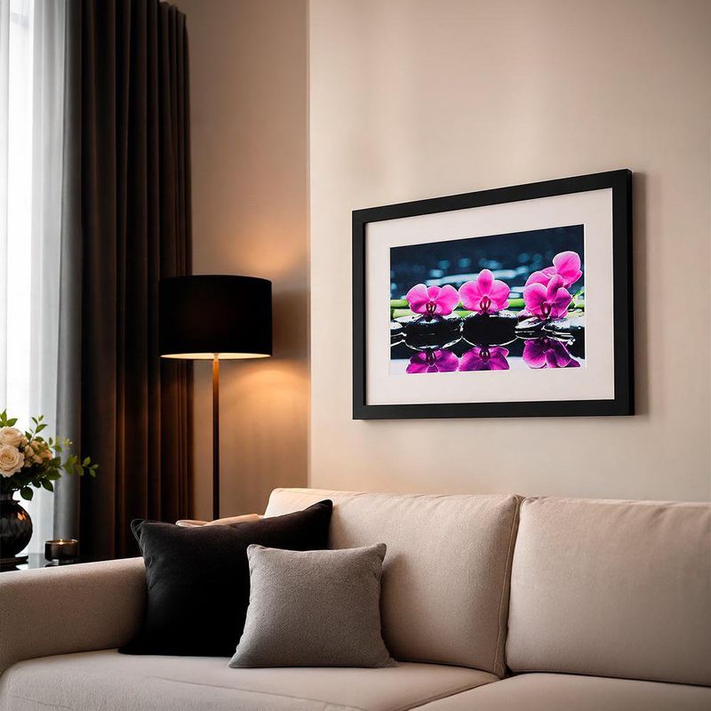 Cuadro Decorativo de 59 x 79 x 2 cm Diseño Orquídeas en Agua Color Morado