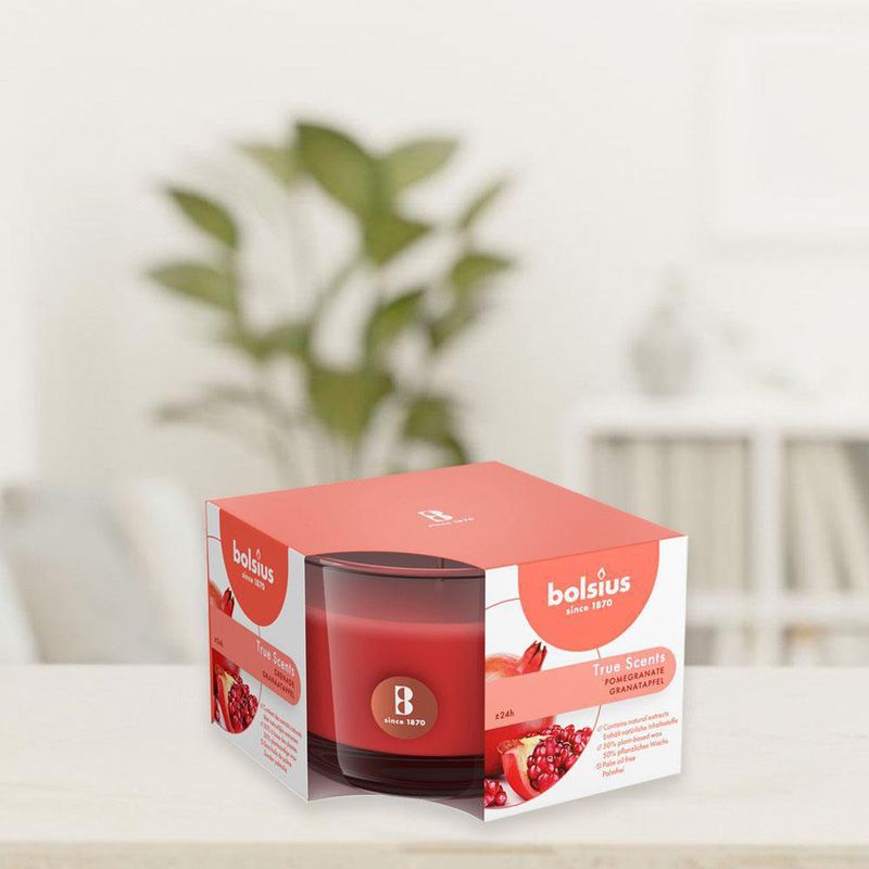 Vela En Frasco De Vidrio Roja Pomegranate - Bolsius