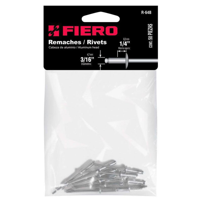 Remaches de Acero 3/16 x 1/4 Plg