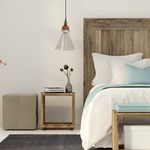 Lámpara Colgante de Vidrio Transparente y Madera