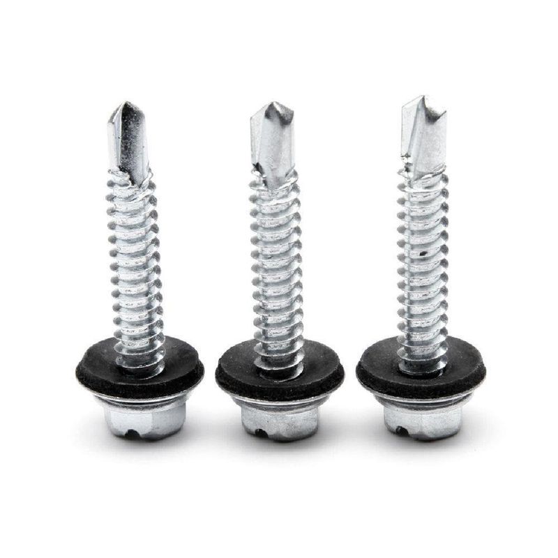 Set de 25 Tornillos de 1/4 Plg con Cabeza Hexagonal Punta de Broca