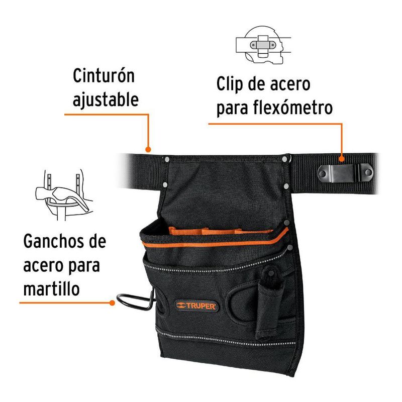 Cinturón Nylon 7 Espacios Negro