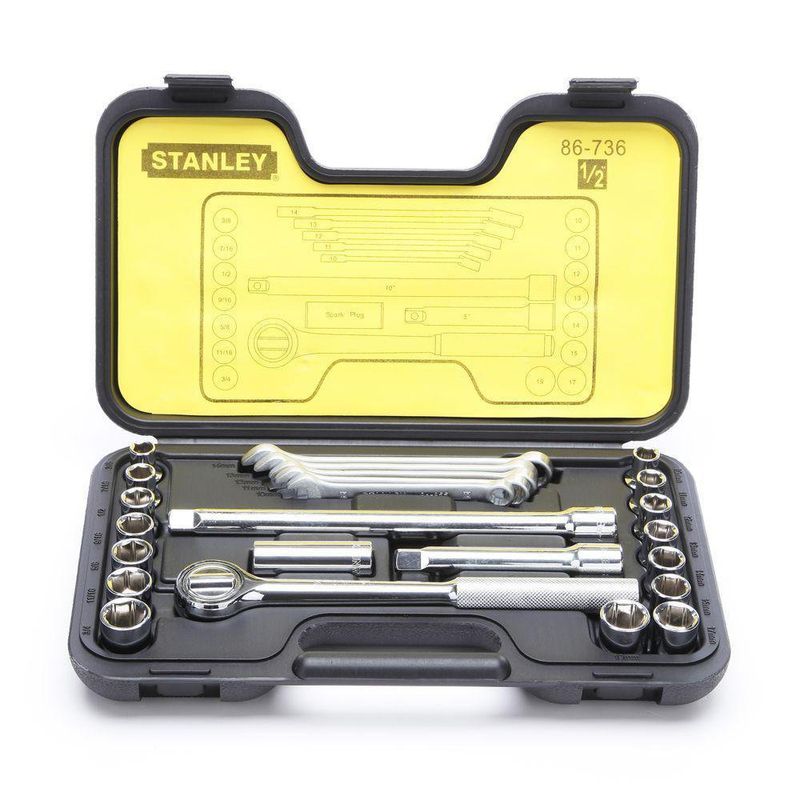 Set de 25 Copas Estándar y Accesorios Raíz de 1/2 Plg - Stanley