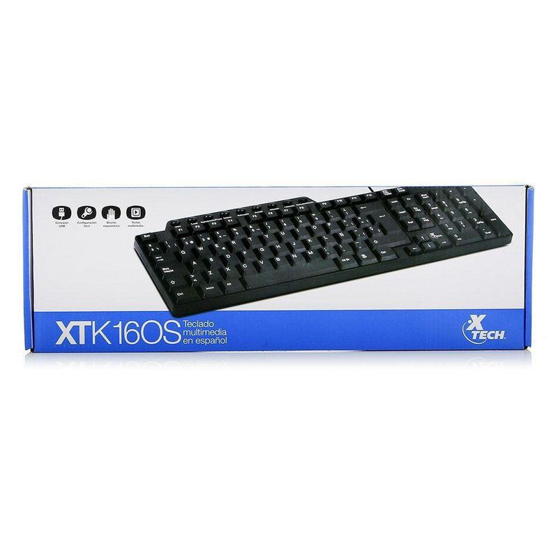 Teclado Multimedia Alámbrico Negro - Xtech
