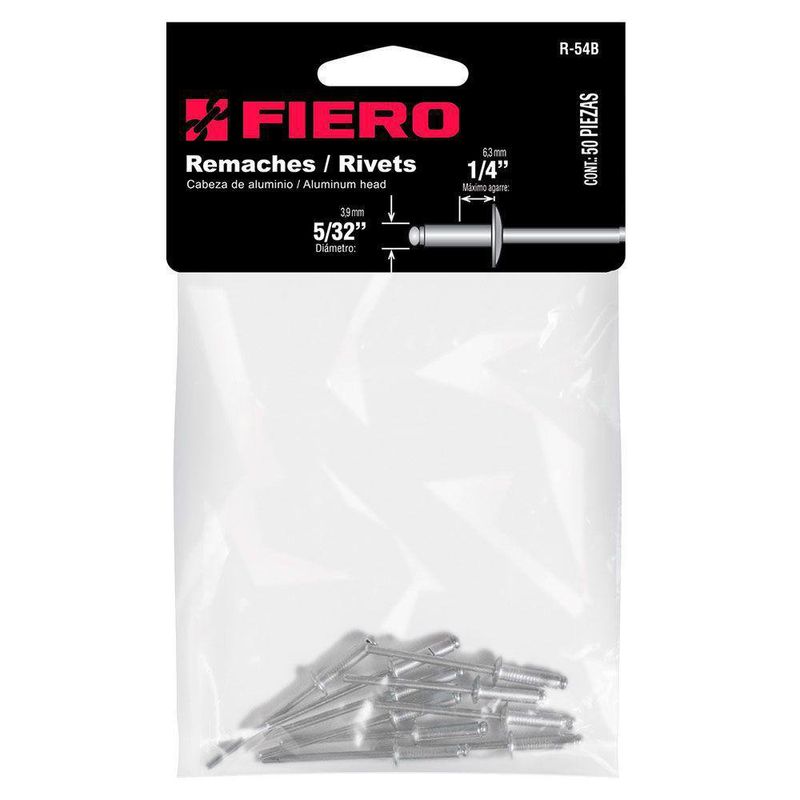 Remaches de Aluminio 5/32 X 1/4 Plg Bolsa de 50 Unidades