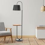 Lámpara de Pie 1 Luz con Mesa 2 en 1 Gris