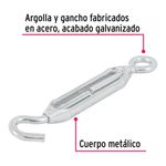 Tensor de Zinc Gancho-Argolla 1/4 Plg