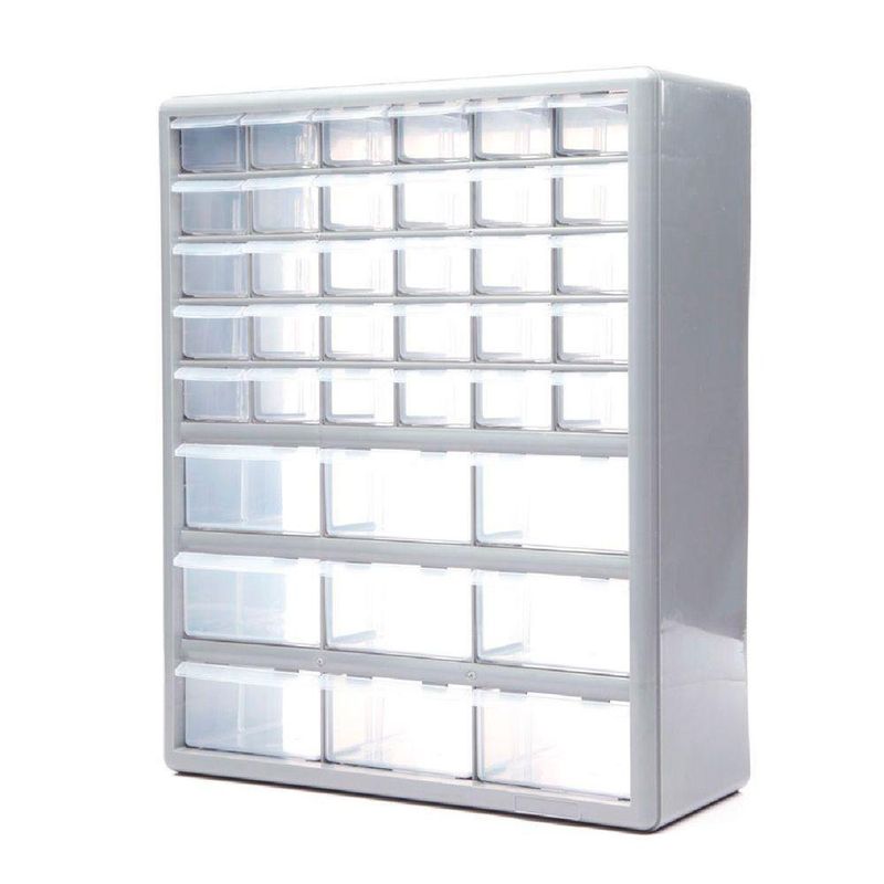 Gabinete Organizador Plástico 15 Plg 39 Divisiones Gris