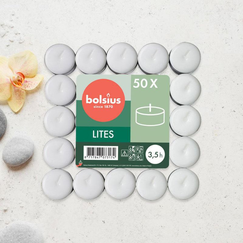 Paquete De Vela Tealight Blanca 50 Unidades - Bolsius