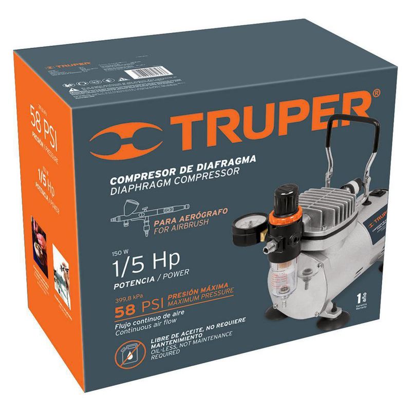 Compresor para Aerógrafo de 1/5 Hp - Truper