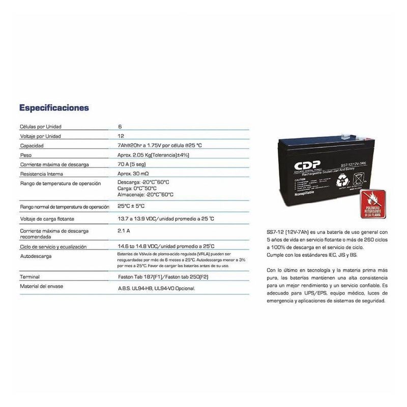 Batería Para Ups 12V-7Ah - Cdp
