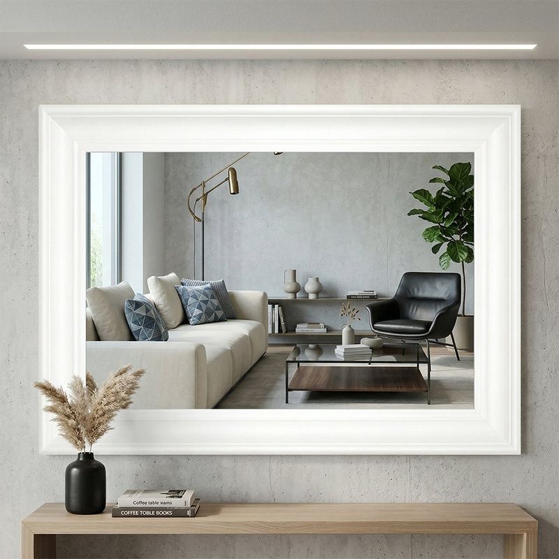 Espejo de Pared 76 x 106 cm Rectangular Marco Color Blanco