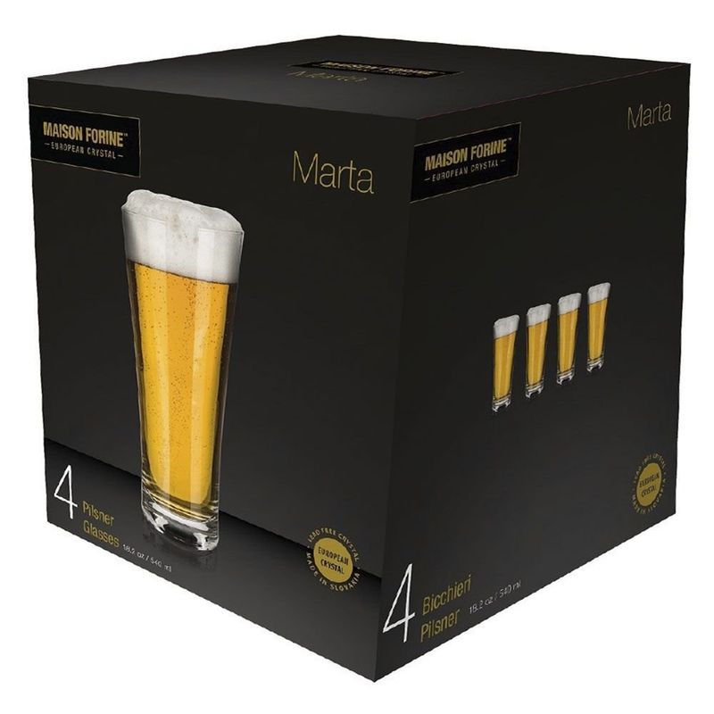 Set de 4 Vasos Pilsner de Vidrio Transparente 18.2 oz para Cerveza