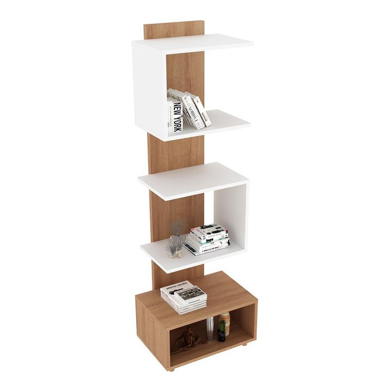 Librera Café y Blanco de 4 Niveles 45x32.5x139.4 Cm