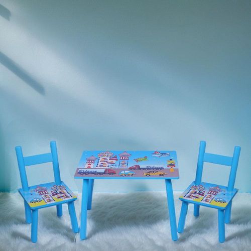 Set de Mesa Infantil con 2 Sillas Color Azul