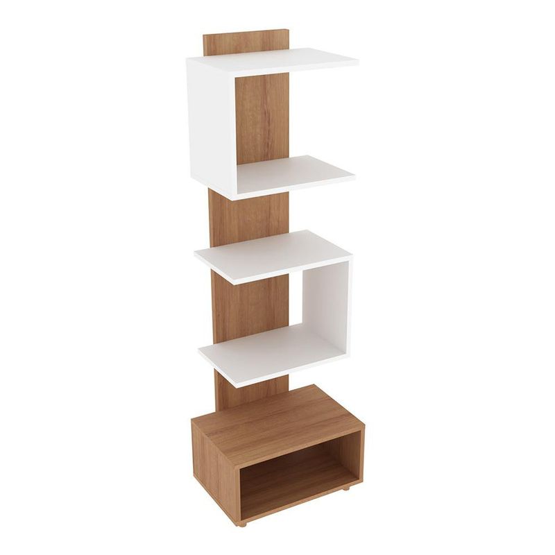 Librera Café y Blanco de 4 Niveles 45x32.5x139.4 Cm