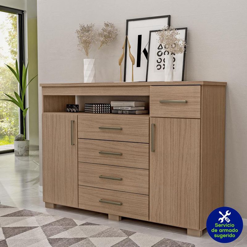 Gavetero Cocoa 5 Gavetas y 2 Puertas 46x152x109 Cm - Mx Moveis