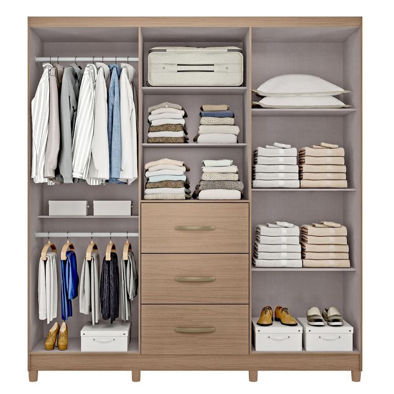 Armario Londy Café con Espejo 46.5x201x222 cm - Mx Moveis