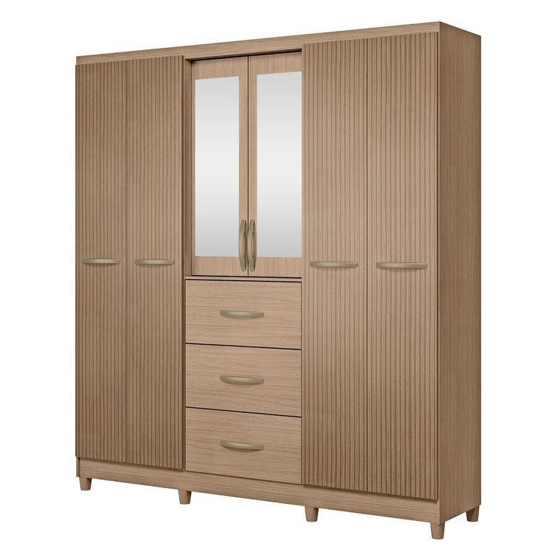 Armario Londy Café con Espejo 46.5x201x222 cm - Mx Moveis