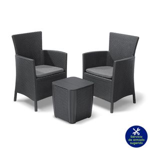 Set Bistro Iowa 3 Pzas Color Gris Oscuro