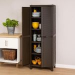 Armario Grande Rattan con 5 Repisas Café