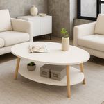 Mesa de Centro Ovalada Blanca