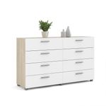Gavetero De 8 Cajones Blanco Y Beige 140x40.25x81.7 Cm - Tvilum